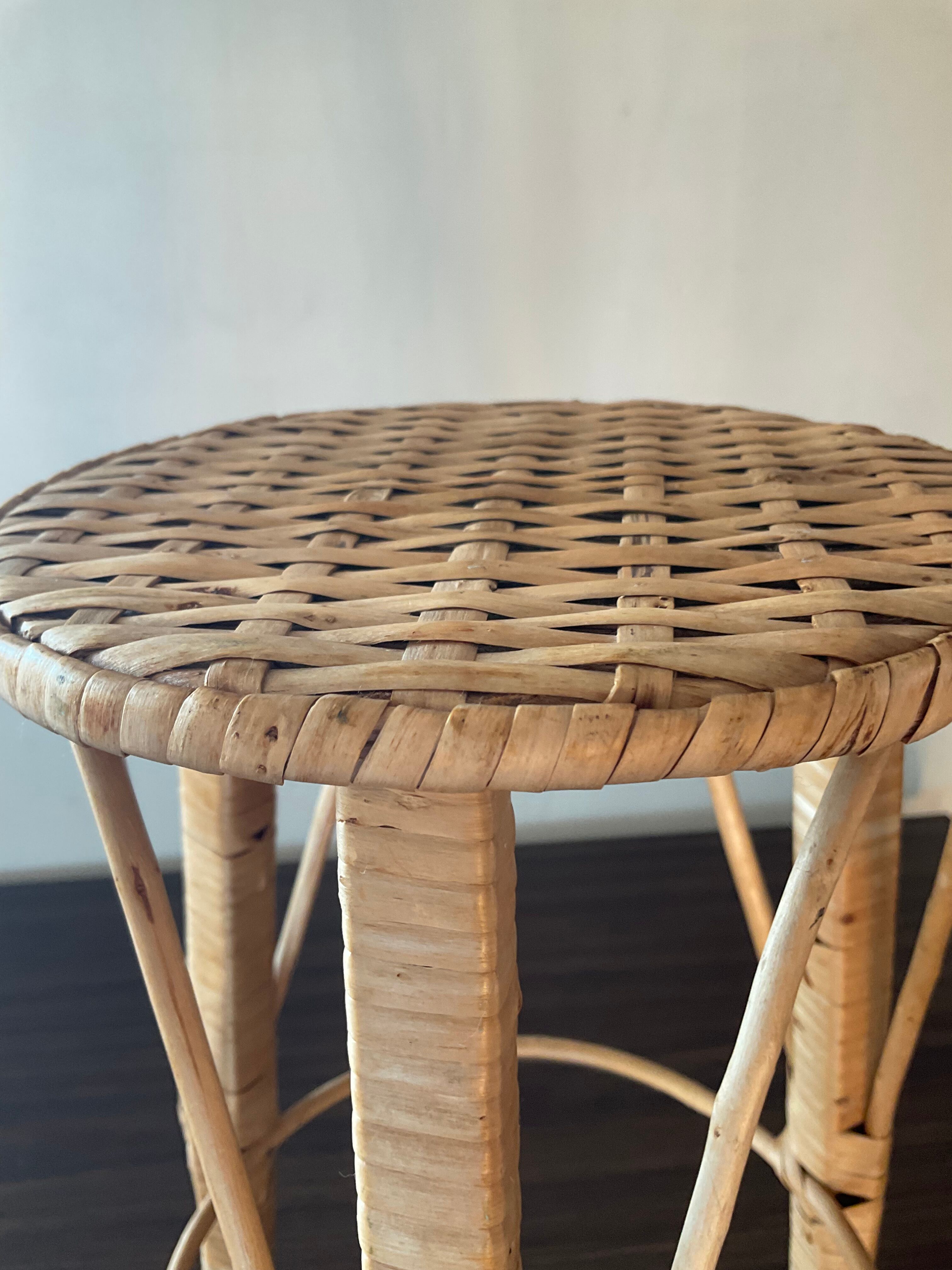 Vintage rattan and wicker plant holder