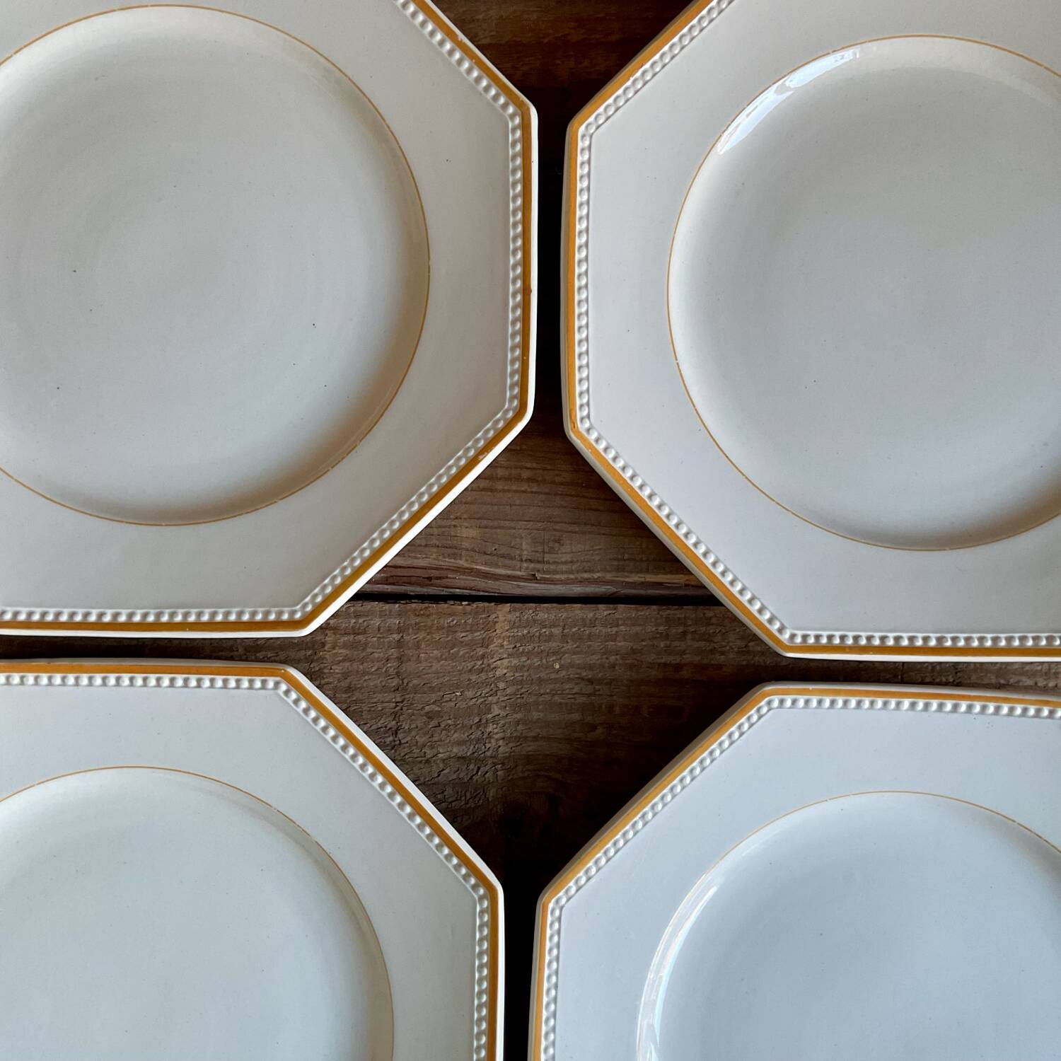 4 Sarreguemines octagonal beaded plates