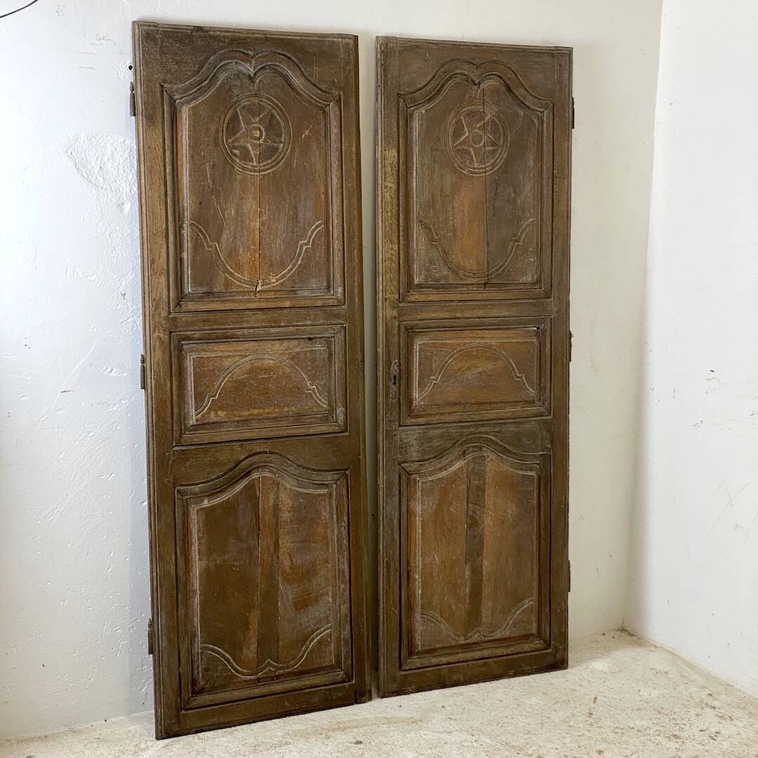 Pair of 18th century oak cabinet doors