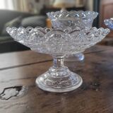 Trio of antique openwork pressed glass bowls – France, 1920–1940