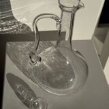 Large transparent glass carafe with a Biot stopper H32 D14.5