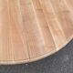 Round dining table with a central pedestal, extendable, stripped in solid walnut with 2 extensions.