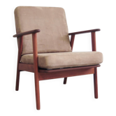 Danish teak armchair beige upholstery