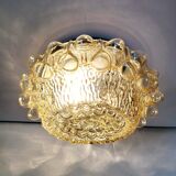 Baguette vintage en glaçure de plafondlamp, bulle reliëf space age, jaren 1970