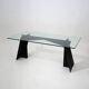 Table en verre et métal noir, années 1970