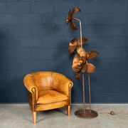 Vintage 20thc italian brass floral floor lamp c.1970