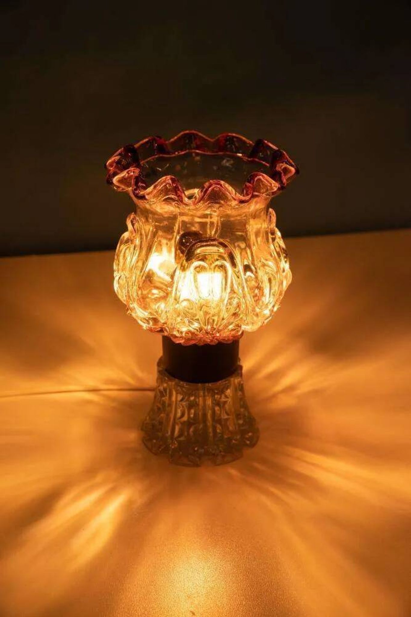 Lampe de table Vintage en verre coloré suédois, lampe de table en verre