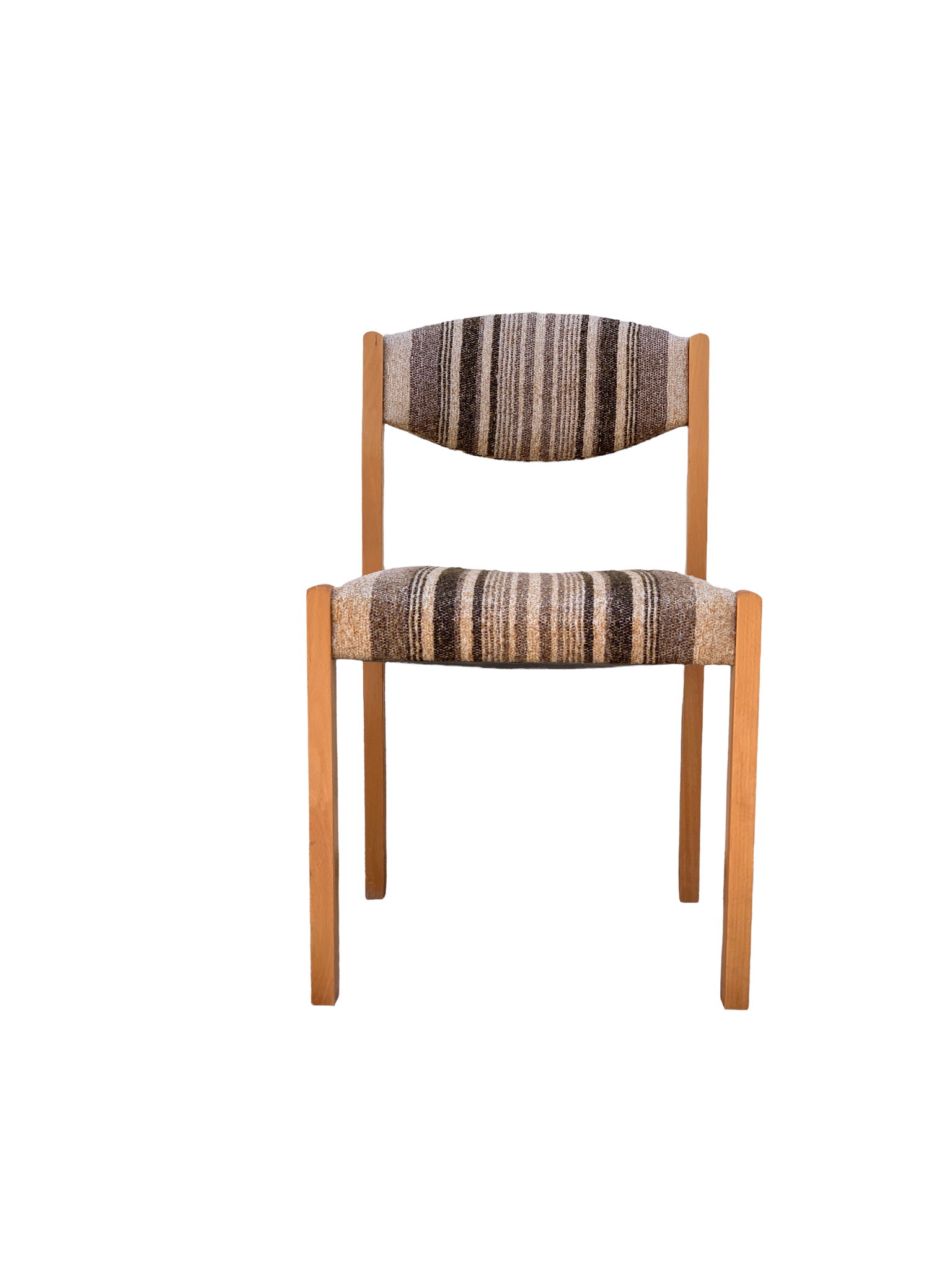 Suite de 4 chaises self hêtre laiton et laine 1960