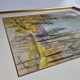 Framed gouache signed Marie Lys Ameil, circa 1960