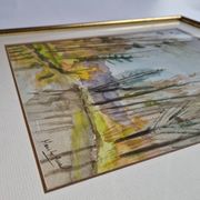 Framed gouache signed Marie Lys Ameil, circa 1960