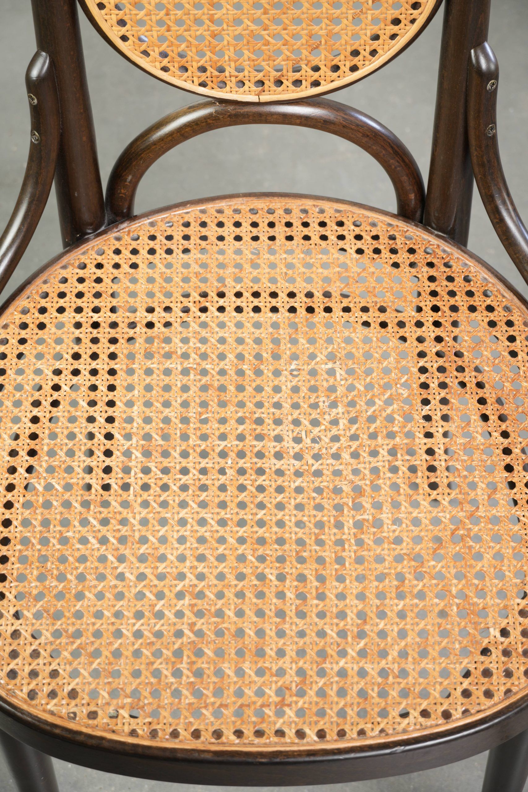 Set of 4 original vintage Thonet design webbing chairs model Long John