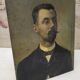 Portrait huile sur panneau - Homme à la moustache