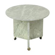Table d'appoint ronde en marbre, table à plantes sur roulettes, années 1970