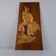Mid-century Czech hand-carved wooden shepherd wall relief, 1960.