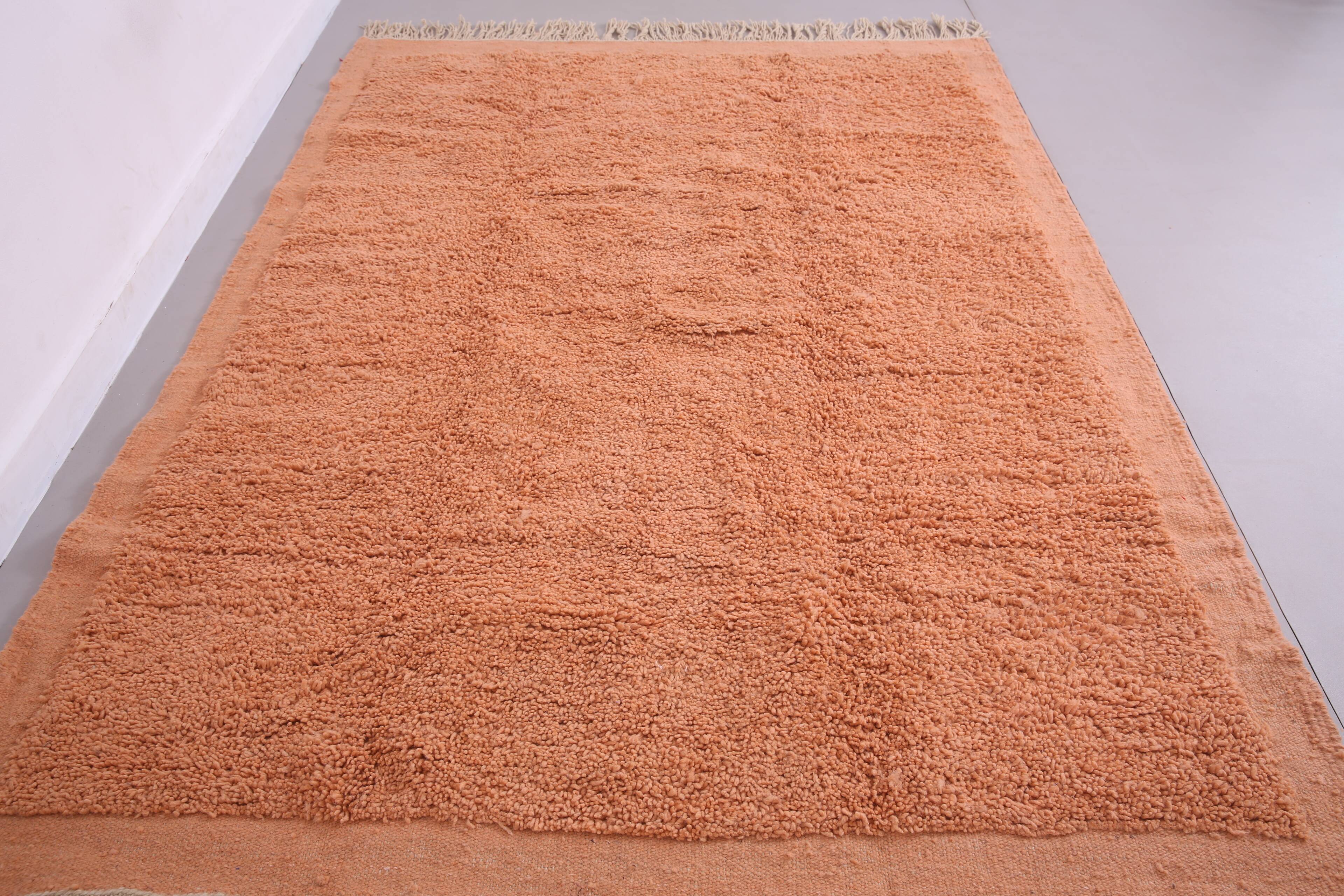 Peach Vintage Moroccan Rug 187 x 252 cm - Handmade Berber Wool Rug Boho