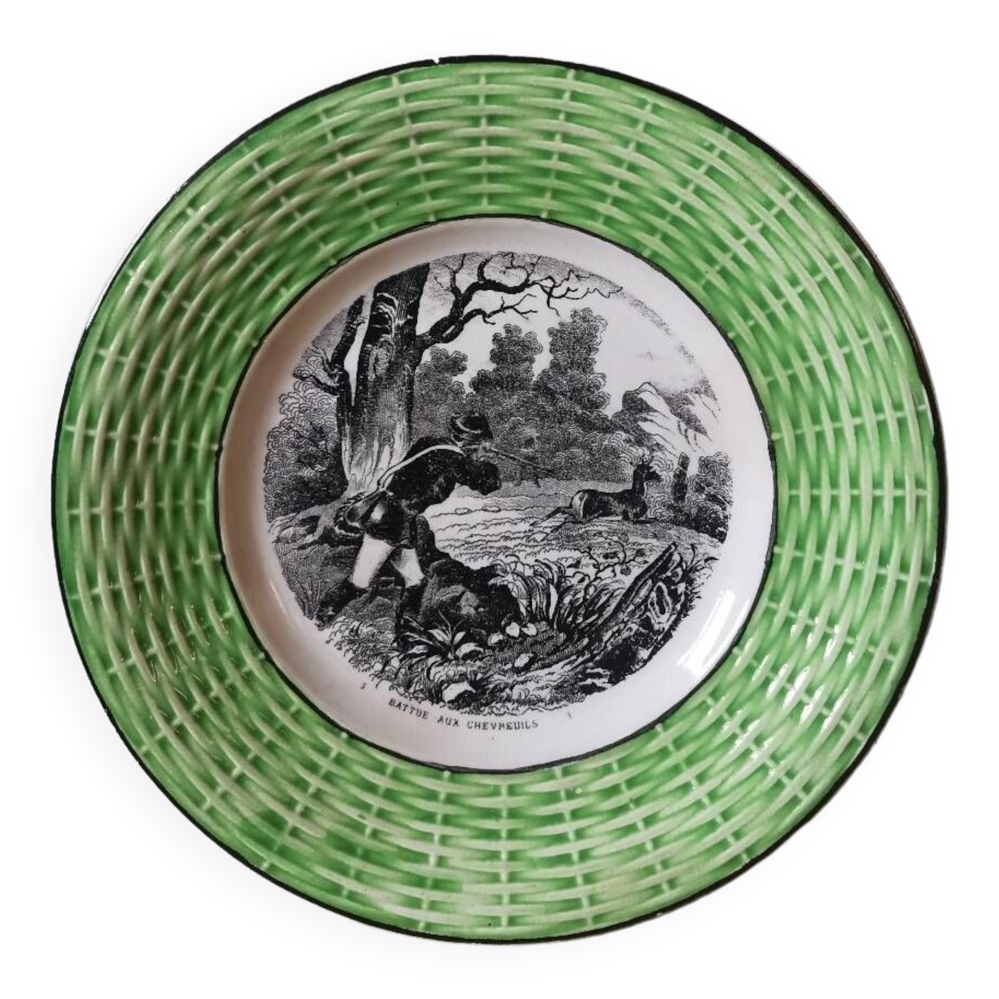 Vintage Sarreguemines Digoin France plate beaten with deer