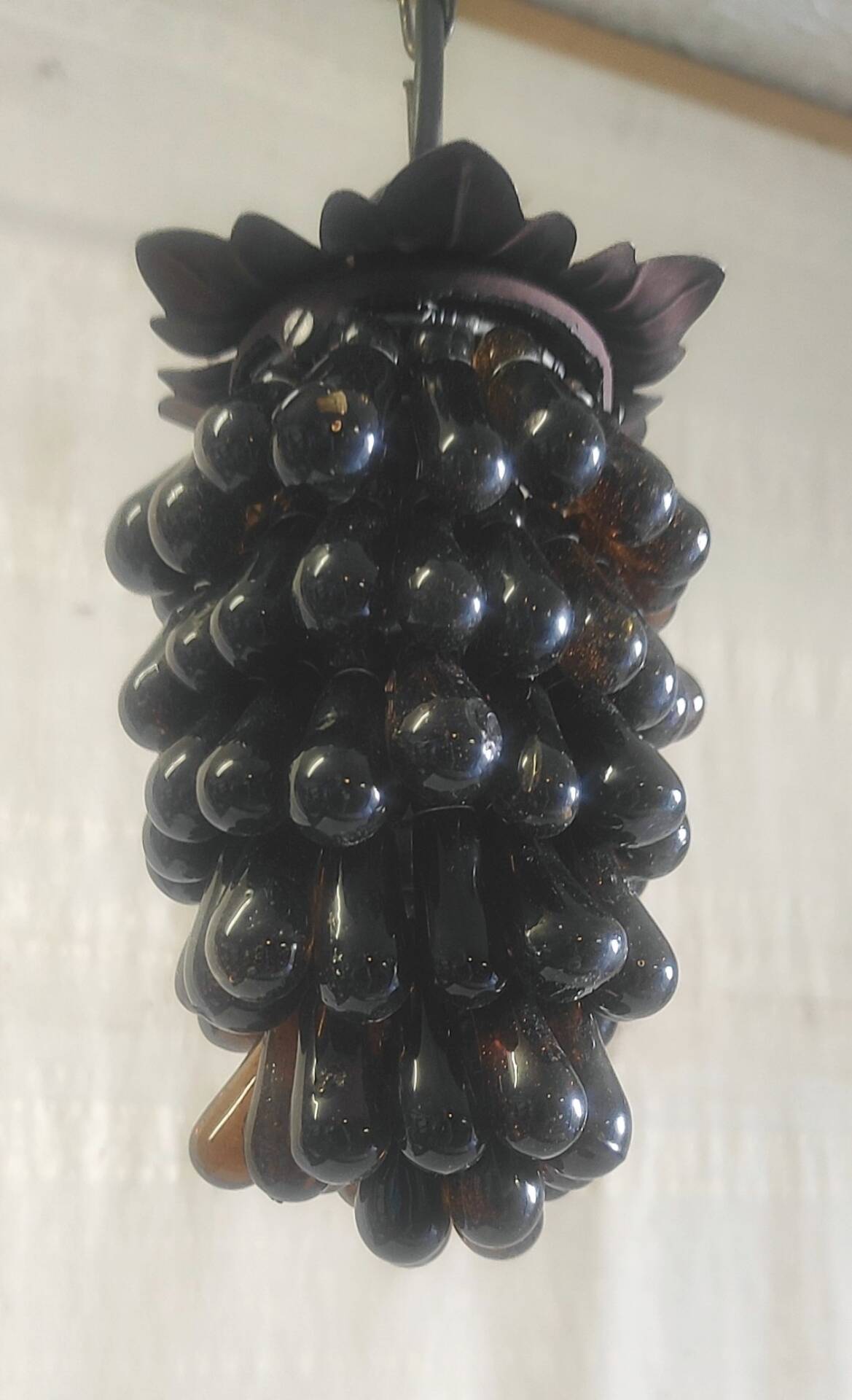 Amber Murano glass cluster pendant - mid 20th century