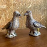 Pair of faience ridge pigeons, dating from 1835