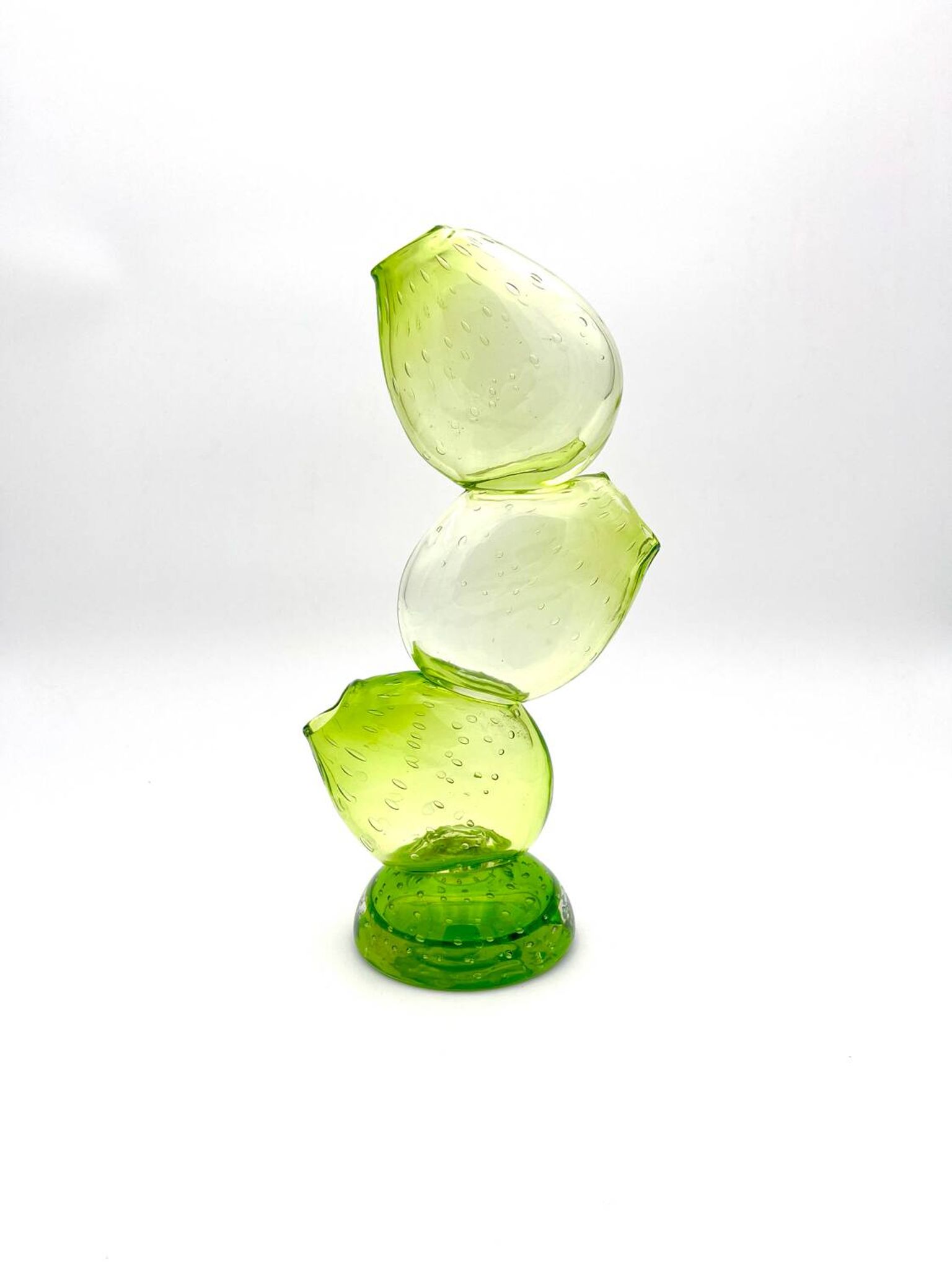 Vase Cactus Sculptural - Murano - Verre Bullicante - Vert vibrant