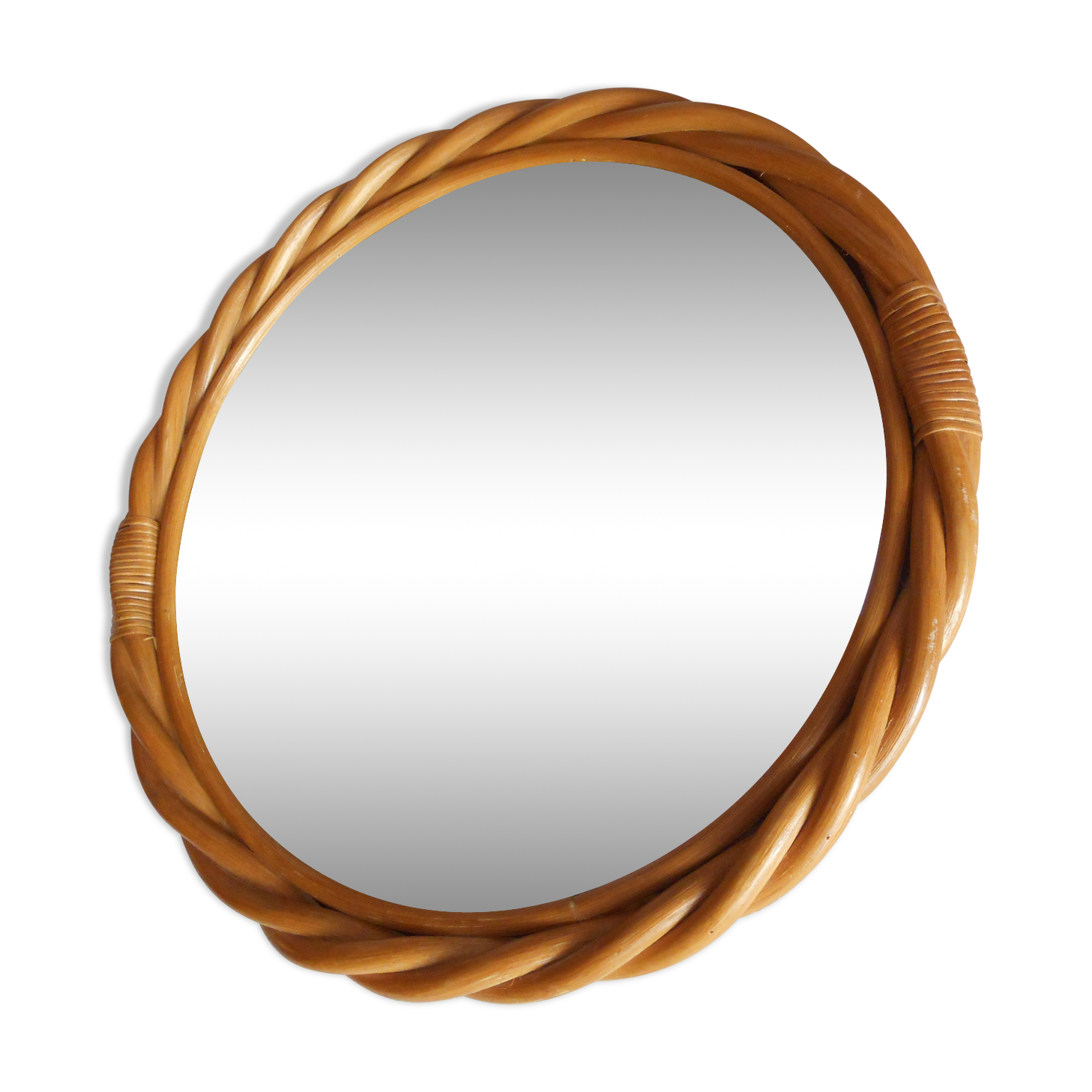 Mirror round rattan vintage 45cm diameter