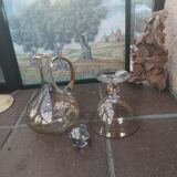 Crystal wine decanter with its cup