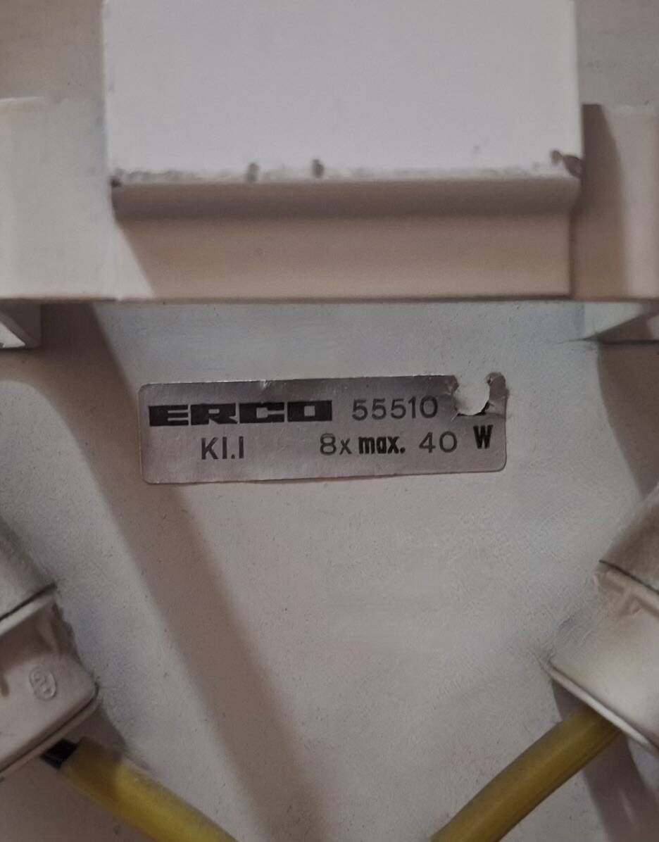 Erco large oval wall light with mirror in melted ice acrylic, 1970s