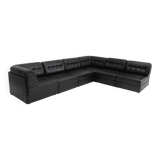 Canapé modulable vintage en cuir noir des années 1970