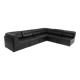 Vintage modular sectional sofa in black leather from the 1970
