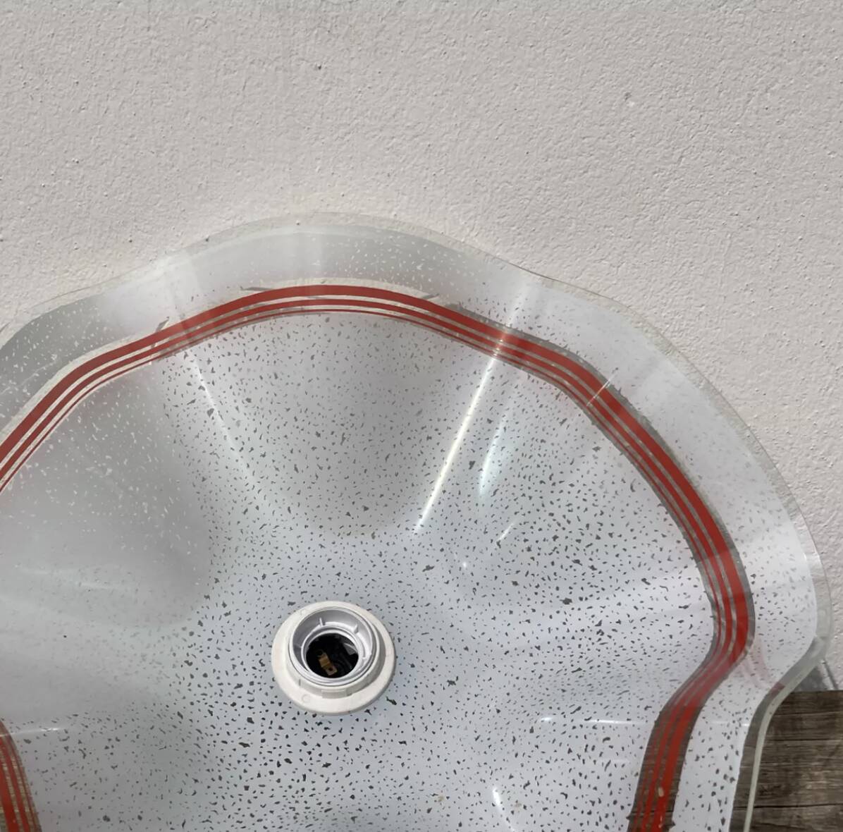 Italian white and orange glass pendant light Fazzoletto style