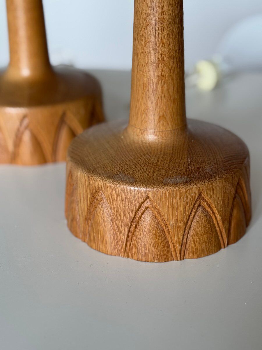 Oak table lamps by AB Stilarmatur Tranås, Sweden, 1960s, set of 2
