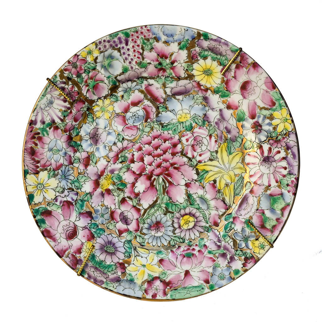 Chinese porcelain plate gold gold decorated with a thousand flowers Qianlong