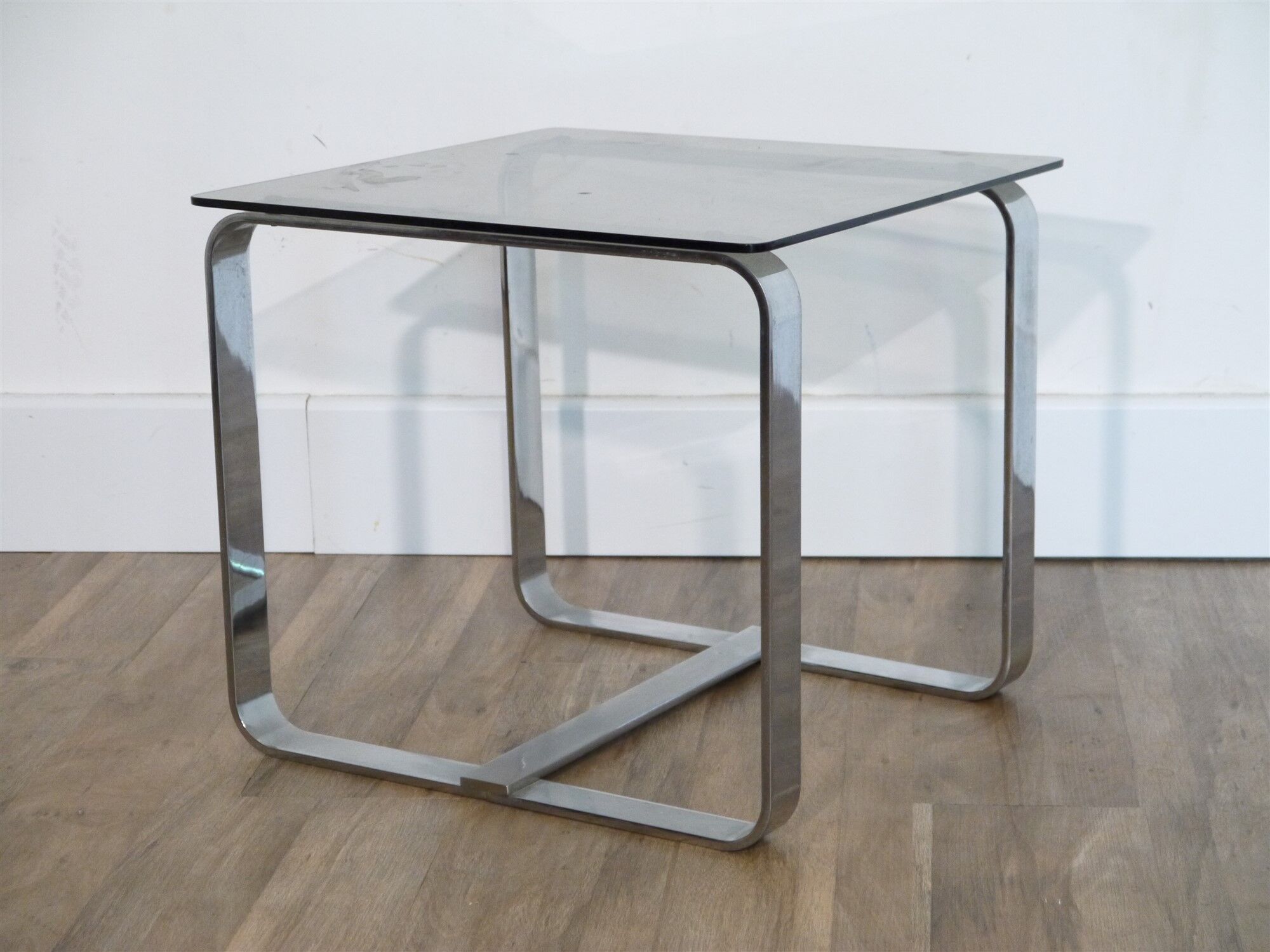 Metal and glass side table 1970
