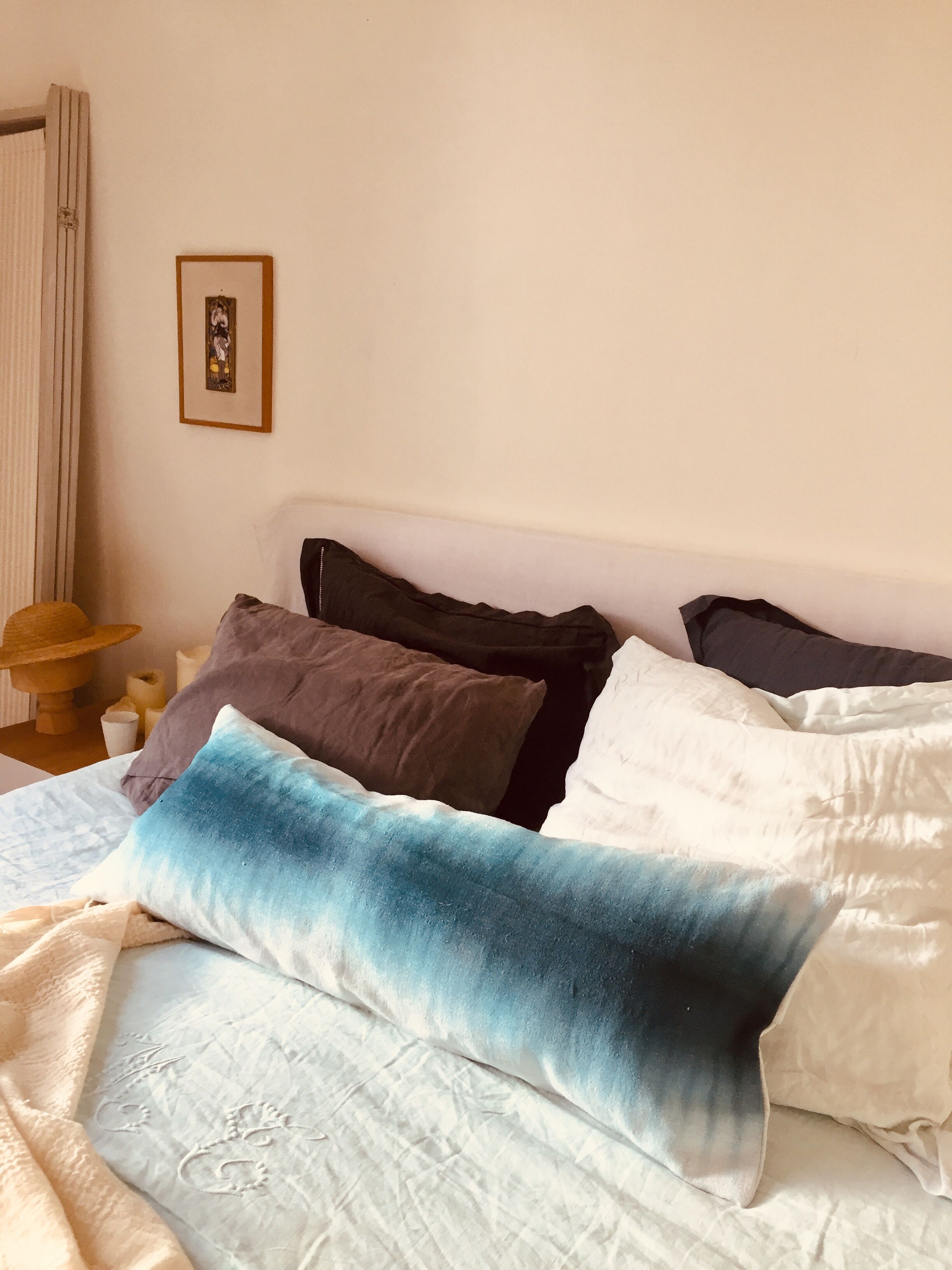 Deep and die blue watercolor cushion