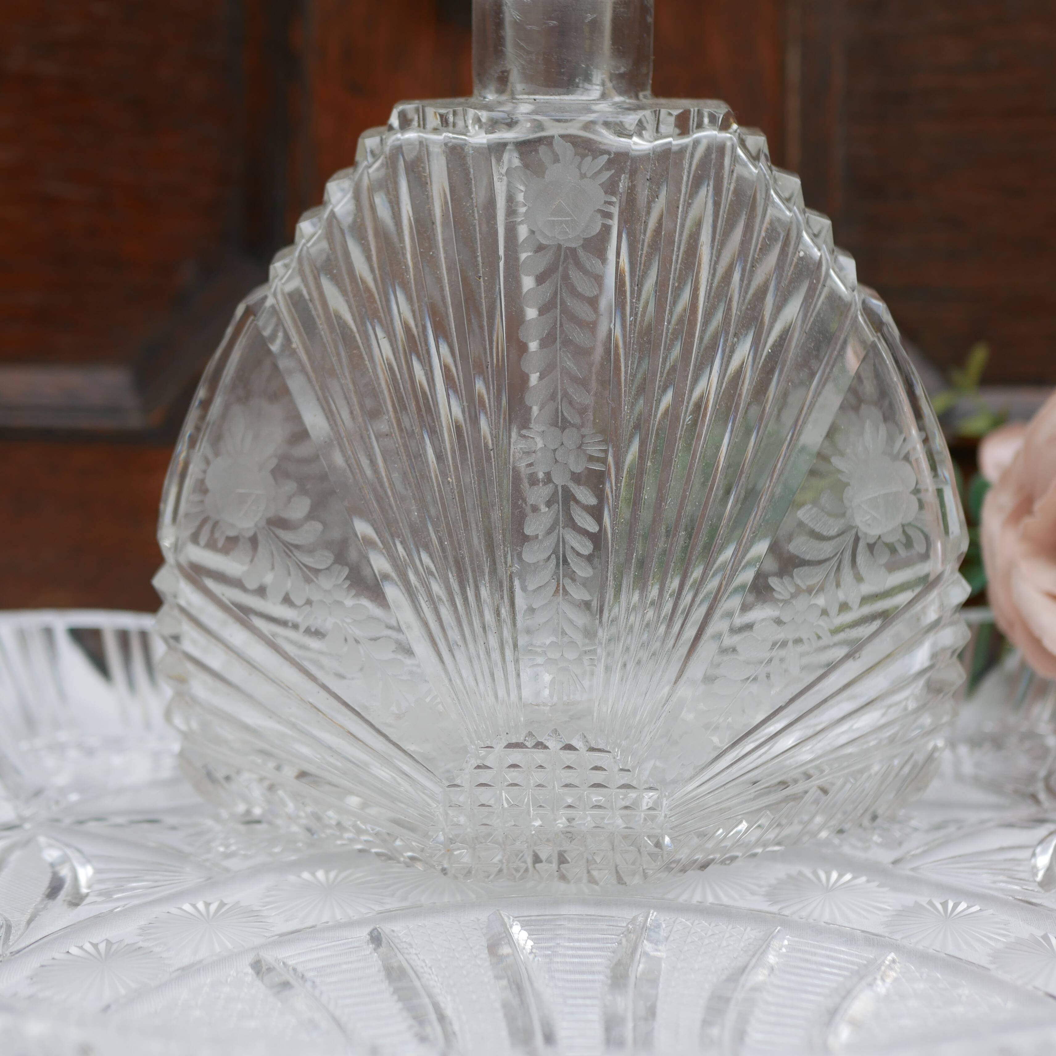 Bavarian liqueur decanter, six glasses and tray