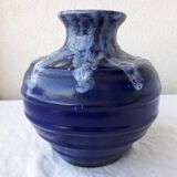 Vase bleu en grès