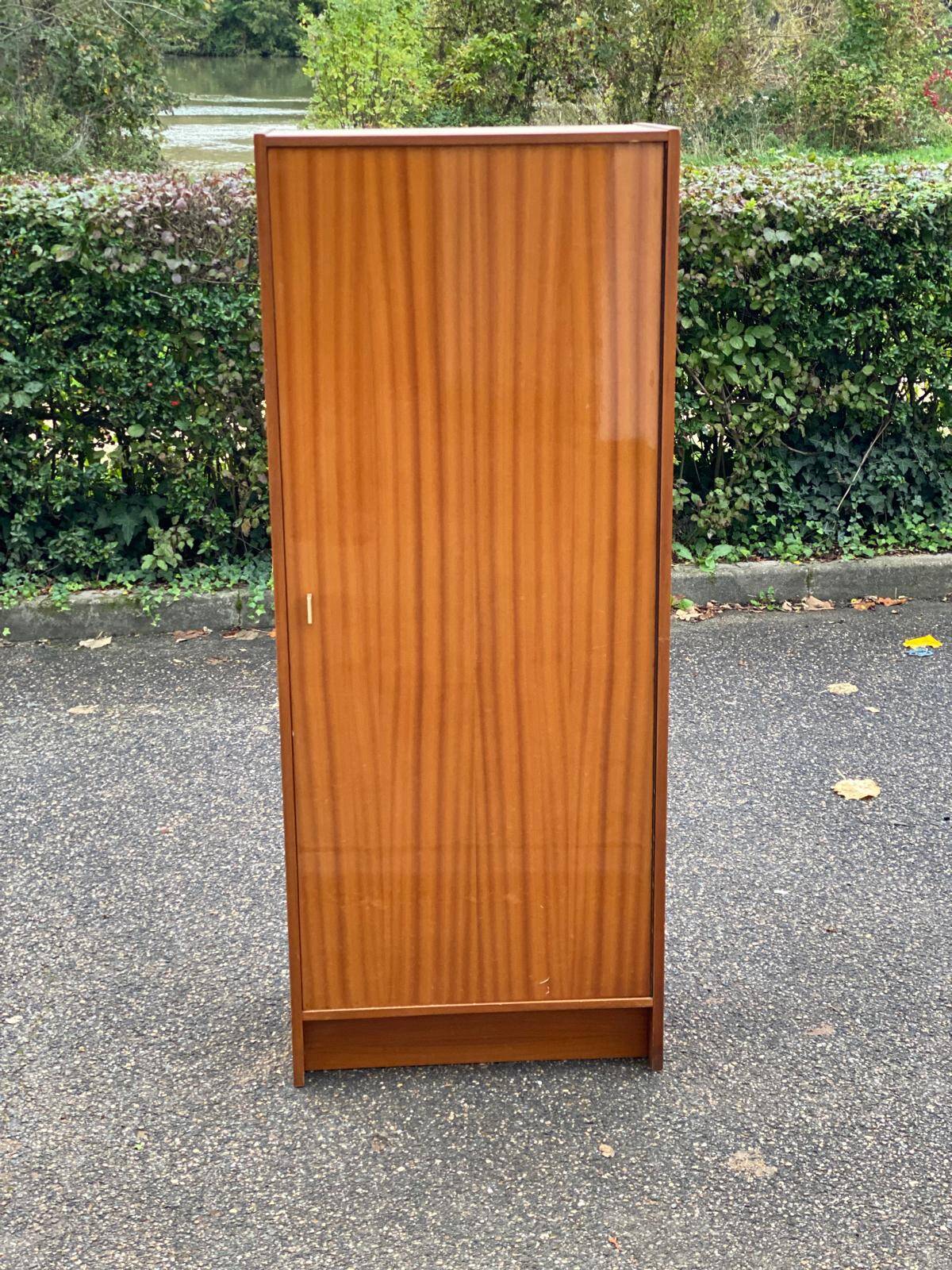 Vintage bonnet cabinet with drawer and shelves