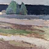 1967 mid-century modern swedish "coastal path" vintage coastal landscape framed oil painting