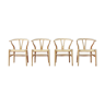 Set of 4 Hans Wegner Wishbone chairs by Carl Hansen and Son model CH24