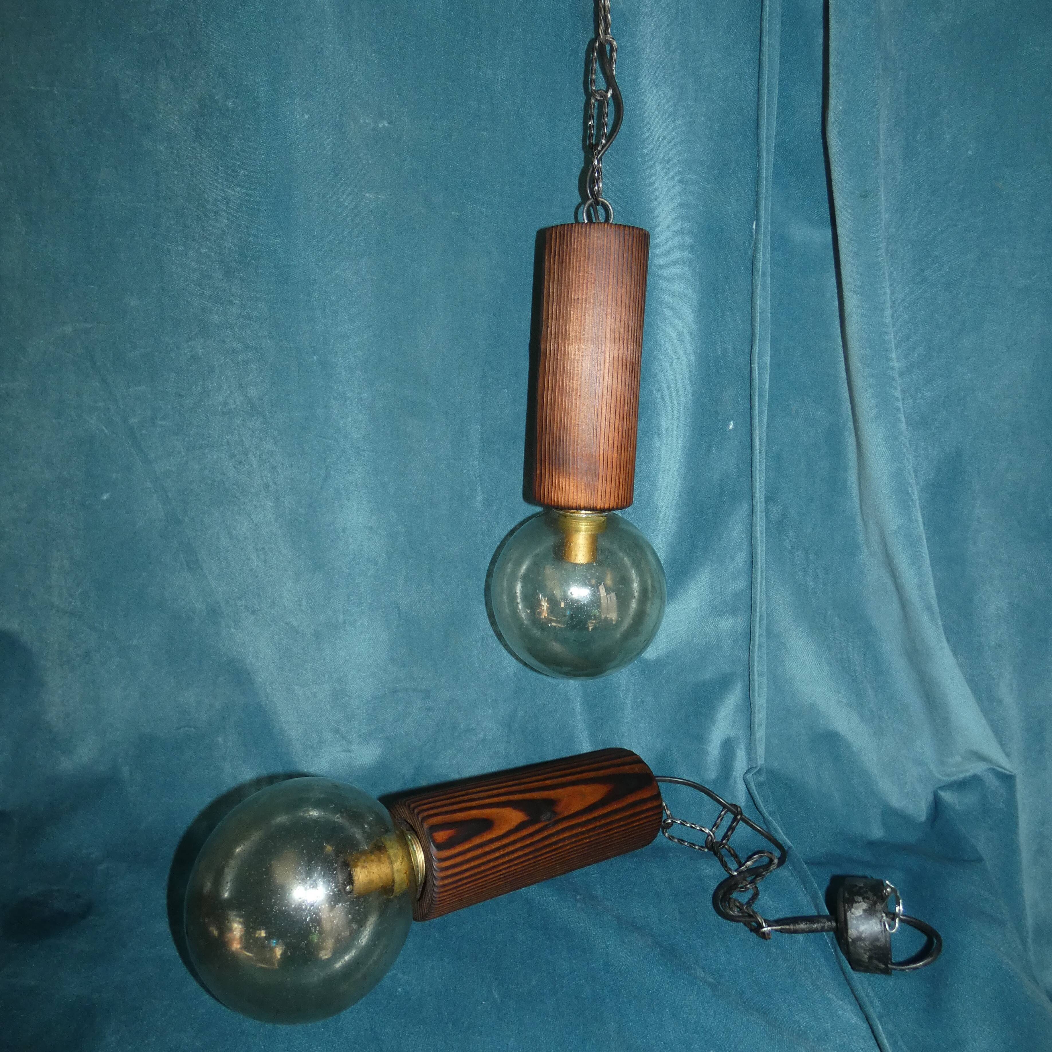 Pair pendants brutalist style 1970