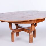 Walnut Art Deco Dining Table, Extendable, by Halabala, UP Závody, Czech, 1920s