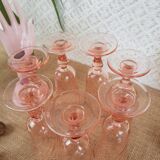 Set of 7 vintage rosaline champagne flutes