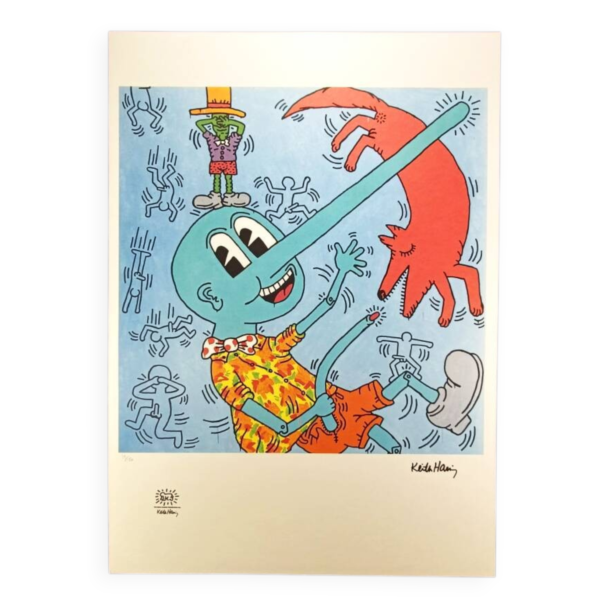 1990s Keith Haring Limited Edition Lithograph Numbered in Pencil. After