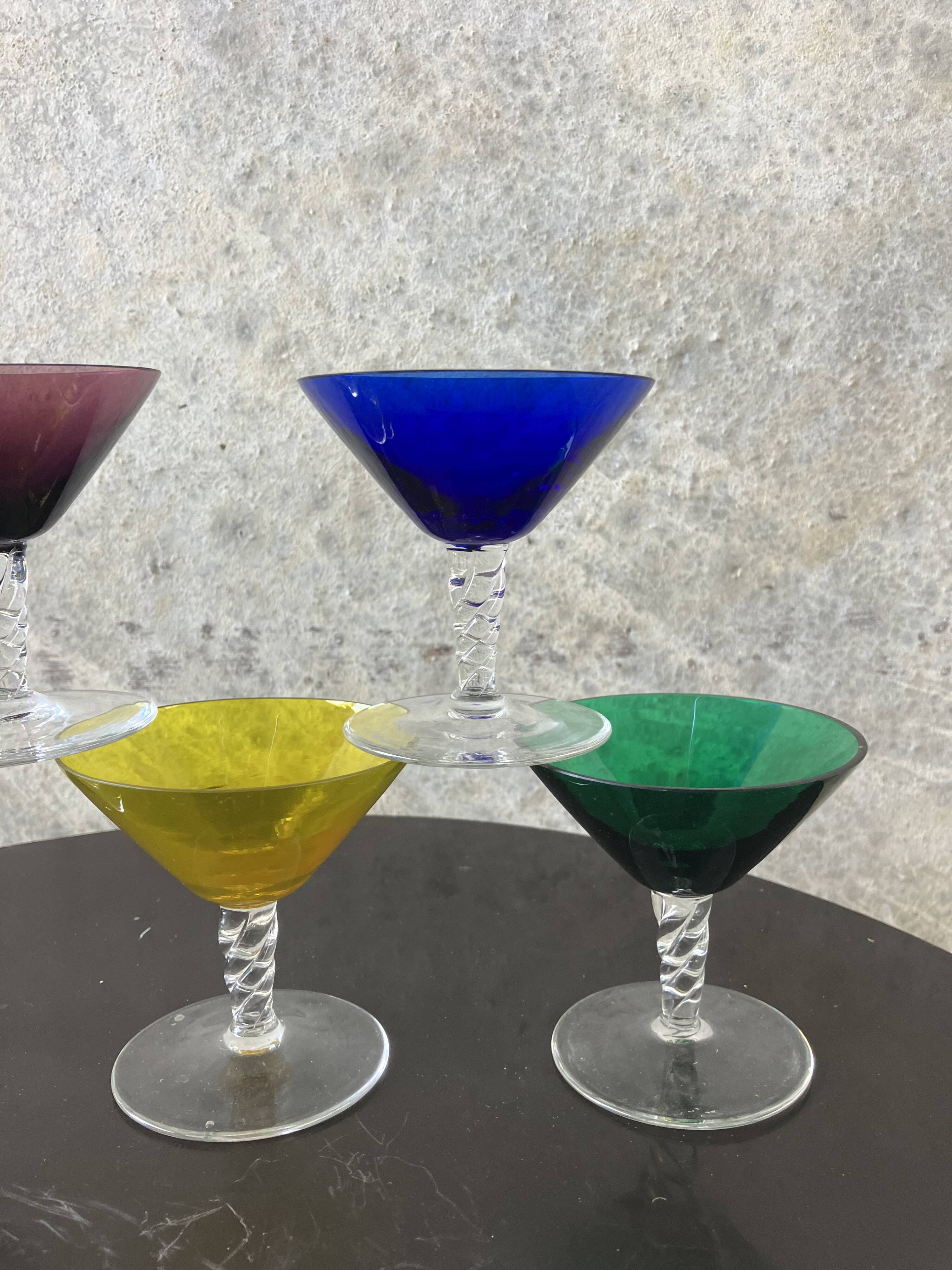 vintage 1970s martini glass set