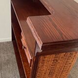 Vintage wooden and rattan counter bar