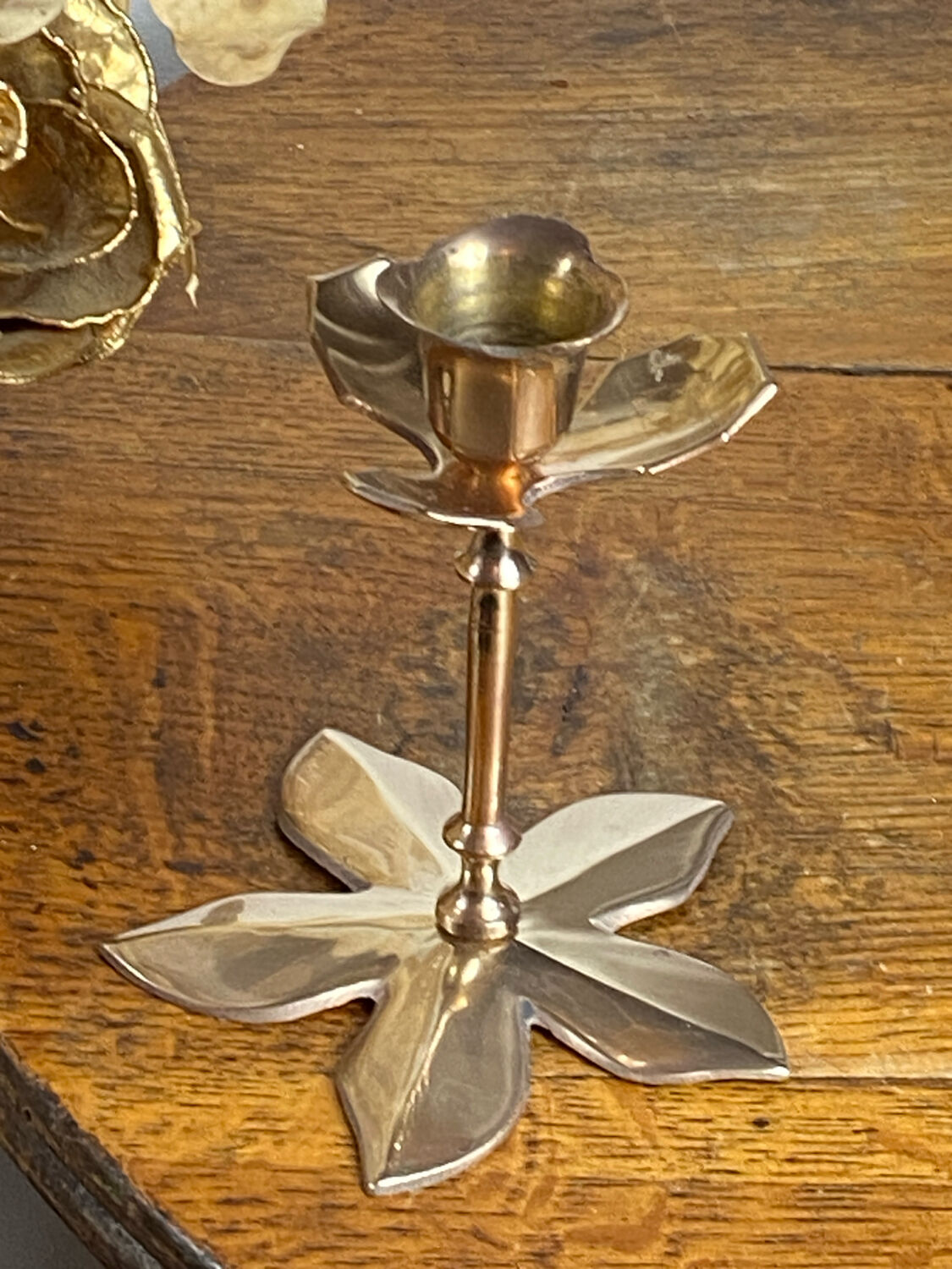 Brass flower candle holder