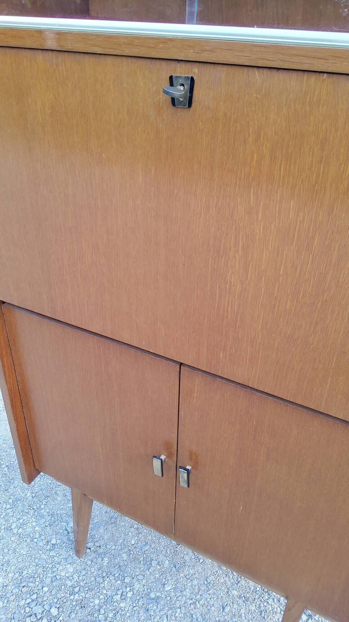 Library secretary of the 50s in blond oak compass feet