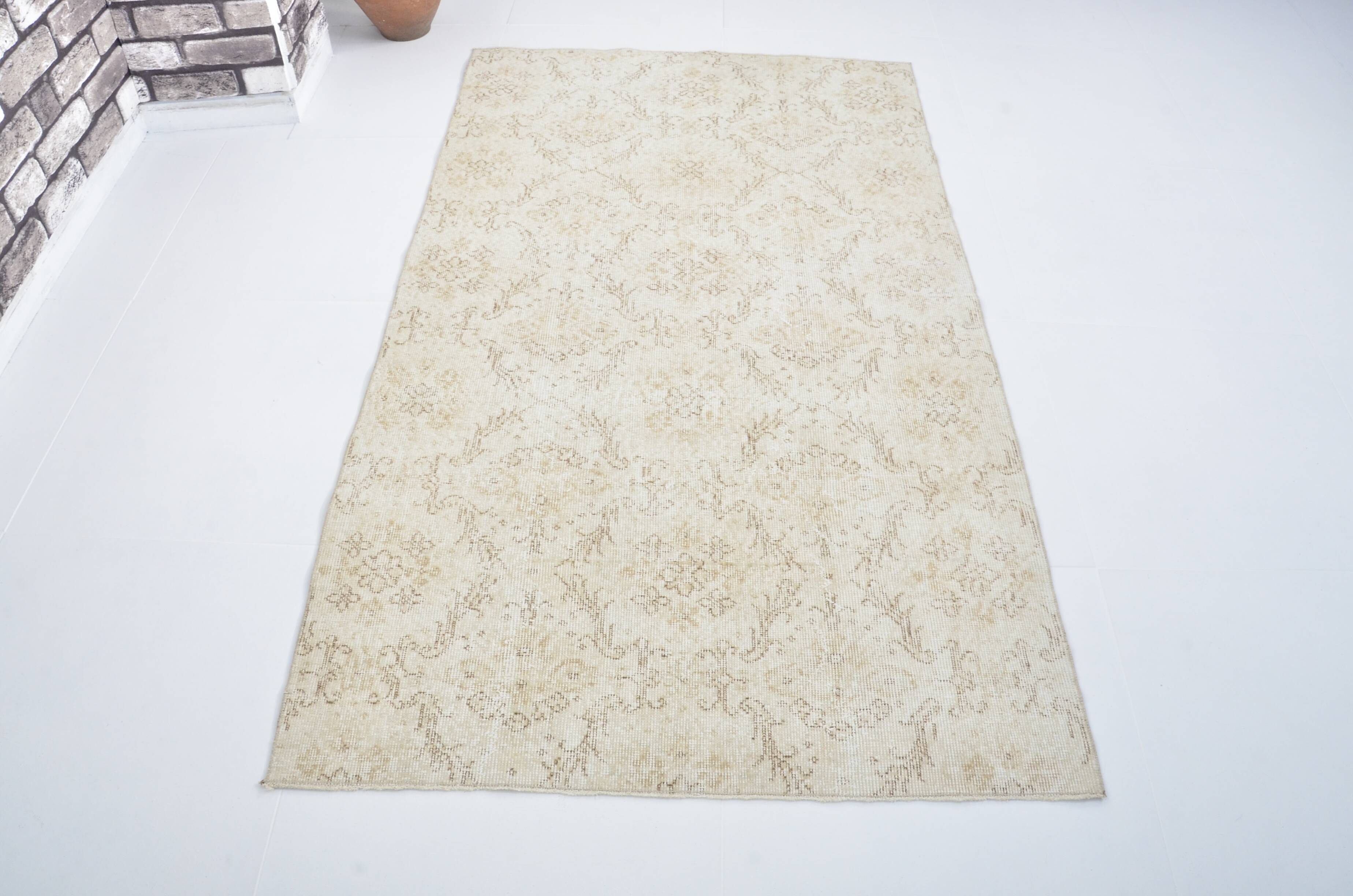 Beige Geometric Oushak Turkish Rug sku 3123