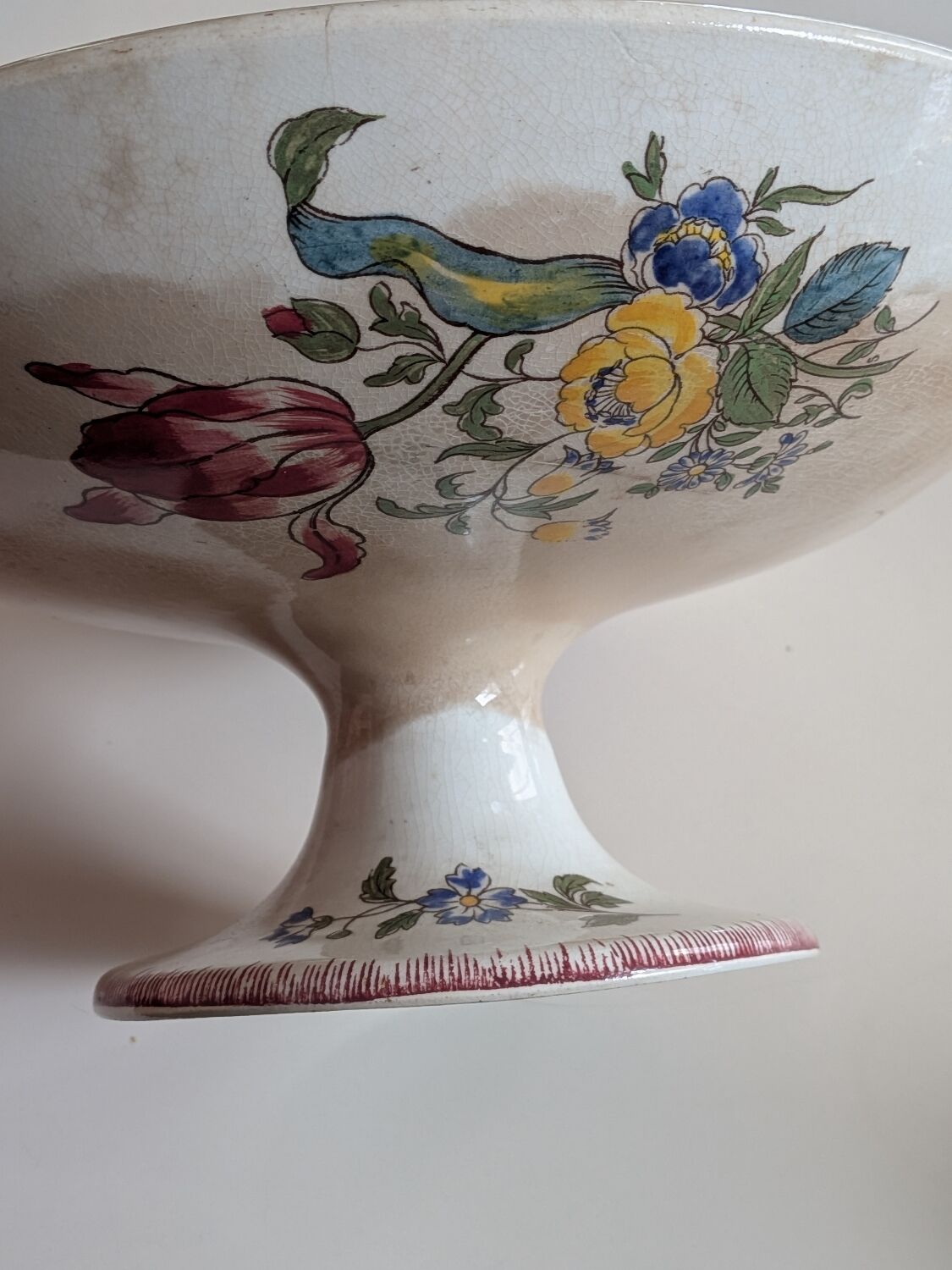 Large ironstone compote with Strasbourg pattern.