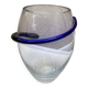 Contemporary vase in blown transparent glass & cobalt blue thread.