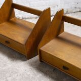 2x wall mounted mid century night stands